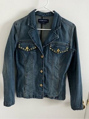 Bandolino Light Blue Denim Jacket with Gold Studs
